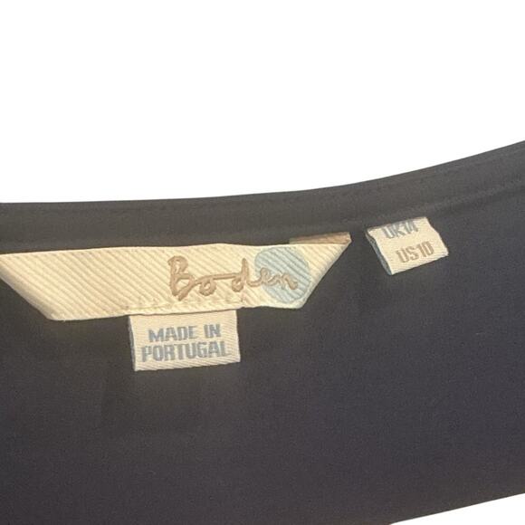 Boden Womens Suplice Top Size US 10 Sheer Sleeves Classic Date Night Navy Blue - Picture 2 of 8